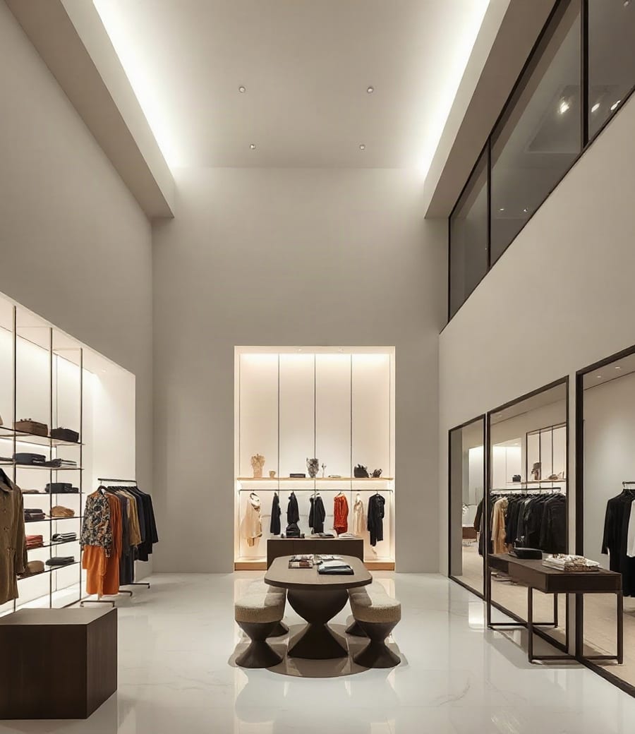 Minimalist retail boutique interior